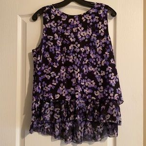 Kate Spade Purple & Black Floral Top
